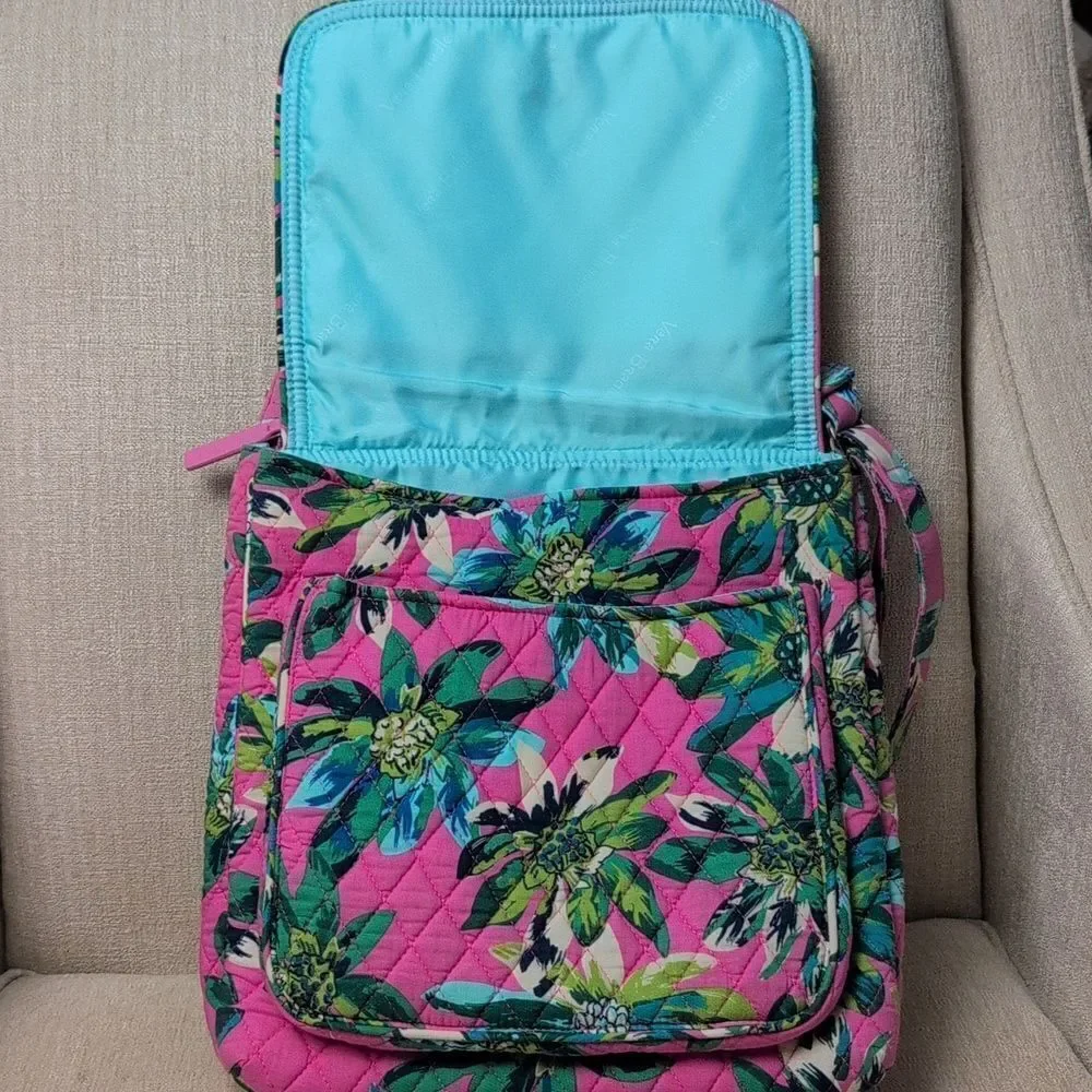 Vera Bradley Tropical Paradise Mailbag Crossbody Quilted Pink Floral Tote Bag